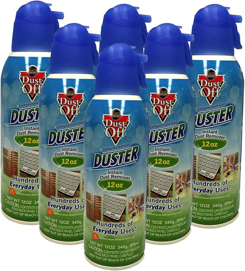 Dust-Off منفاخ غاز مضغوط فالكون للأجهزة الإلكترونية، علب 12 أونصة تدوم لفترة طويلة، 6 عبوات - Image 1